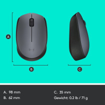 Logitech M170 Mouse Radio Optical Grey, Black 3 Buttons