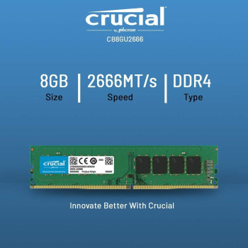 Crucial Basics 8GB DDR4 1.2v 2666Mhz CL19 UDIMM RAM Memory Module For Desktop, Green