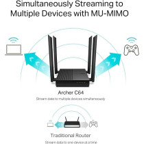 TP-Link Archer C64 AC1200 Dual Band Wi-Fi Router, Black