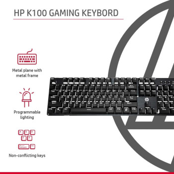 HP GK100 Wired Full Size RGM Backlit Mechanical Gaming Keyboard, 4 LED Indicators, Mechanical Switches,Double Injection Key Caps, And Window Key Lock, (1D763AA)