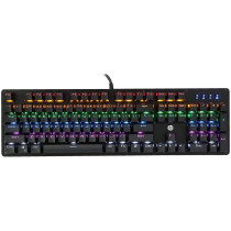 HP GK100 Wired Full Size RGM Backlit Mechanical Gaming Keyboard, 4 LED Indicators, Mechanical Switches,Double Injection Key Caps, And Window Key Lock, (1D763AA)
