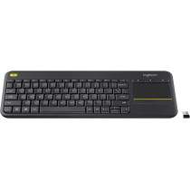Logitech K400 Plus Wireless Touch TV Keyboard With Easy Media Control and Built-in Touchpad, QWERTY US International Layout, Black