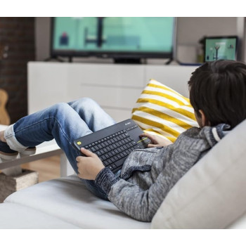 Logitech K400 Plus Wireless Touch TV Keyboard With Easy Media Control and Built-in Touchpad, QWERTY US International Layout, Black