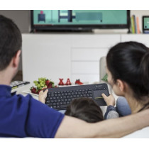 Logitech K400 Plus Wireless Touch TV Keyboard With Easy Media Control and Built-in Touchpad, QWERTY US International Layout, Black