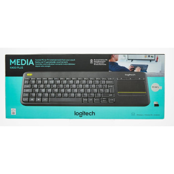 Logitech K400 Plus Wireless Touch TV Keyboard With Easy Media Control and Built-in Touchpad, QWERTY US International Layout, Black