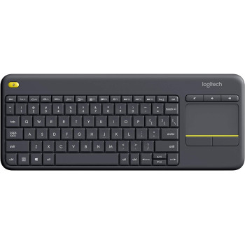 Logitech K400 Plus Wireless Touch TV Keyboard With Easy Media Control and Built-in Touchpad, QWERTY US International Layout, Black