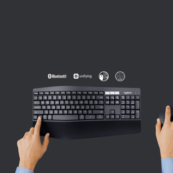 Logitech MK850 Multi-Device Wireless Keyboard And Mouse Combo, 2.4Ghz Bluetooth, Curved Keyframe And Mouse, 12 Programmable Keys, Pc/Mac, Intl, Ar