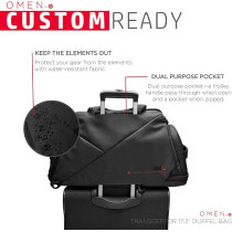 HP OMEN Transceptor Water Resistant Duffel Bag For 17.3 Inch, Laptops With RFID Pocket And Built-in USB Plug For Charging
