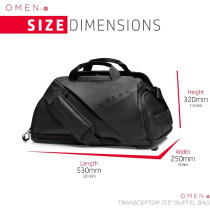 HP OMEN Transceptor Water Resistant Duffel Bag For 17.3 Inch, Laptops With RFID Pocket And Built-in USB Plug For Charging