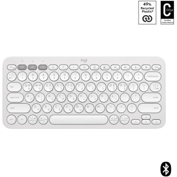 Logitech Pebble Keys 2 K380s, Multi-Device Bluetooth Wireless Keyboard With Customizable Shortcuts, Slim And Portable, Easy-Switch For Windows, macOS, iPadOS, Android, Chrome OS, US Intl Layout, White