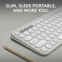 Logitech Pebble Keys 2 K380s, Multi-Device Bluetooth Wireless Keyboard With Customizable Shortcuts, Slim And Portable, Easy-Switch For Windows, macOS, iPadOS, Android, Chrome OS, US Intl Layout, White