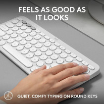 Logitech Pebble Keys 2 K380s, Multi-Device Bluetooth Wireless Keyboard With Customizable Shortcuts, Slim And Portable, Easy-Switch For Windows, macOS, iPadOS, Android, Chrome OS, US Intl Layout, White
