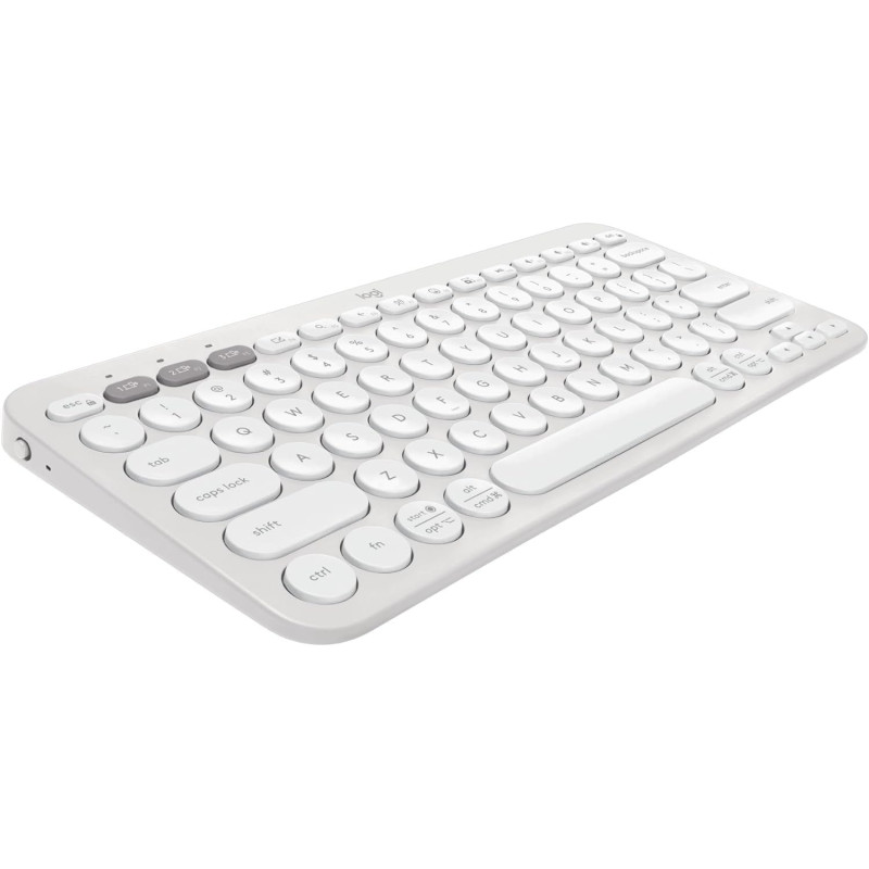 Logitech Pebble Keys 2 K380s, Multi-Device Bluetooth Wireless Keyboard With Customizable Shortcuts, Slim And Portable, Easy-Switch For Windows, macOS, iPadOS, Android, Chrome OS, US Intl Layout, White