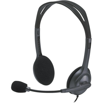 Logitech H111 Wired Headset, Stereo Headphones With Noise Cancelling Microphone, 3.5 mm Audio Jack, Pc/Mac/Laptop/Smartphone/Tablet, Black, Large