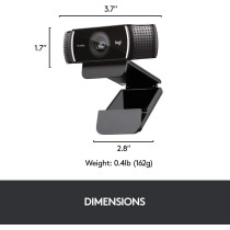 Logitech C922 Pro Stream Webcam, HD 1080p/30fps Or HD 720p/60fps Hyperfast Streaming, Stereo Audio, HD Light Correction, Autofocus, For YouTube, Twitch, XSplit, PC/Mac/Laptop/Macbook/Tablet, Black