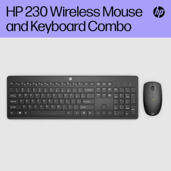 HP 230 Wireless Keyboard And Mouse Combo Set, 2.4 GHz Wireless USB-A Nano Receiver, Up To 1600 dpi, Black, 18H24AA#ABU, 18H24AA