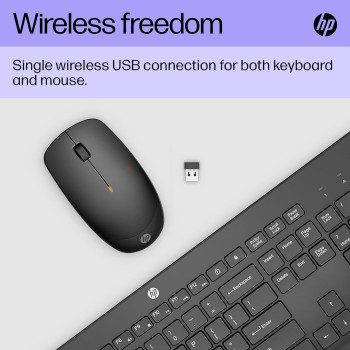 HP 230 Wireless Keyboard And Mouse Combo Set, 2.4 GHz Wireless USB-A Nano Receiver, Up To 1600 dpi, Black, 18H24AA#ABU, 18H24AA