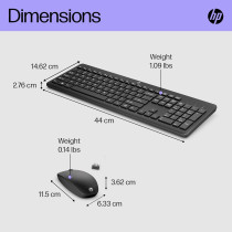 HP 230 Wireless Keyboard And Mouse Combo Set, 2.4 GHz Wireless USB-A Nano Receiver, Up To 1600 dpi, Black, 18H24AA#ABU, 18H24AA