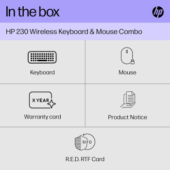 HP 230 Wireless Keyboard And Mouse Combo Set, 2.4 GHz Wireless USB-A Nano Receiver, Up To 1600 dpi, Black, 18H24AA#ABU, 18H24AA