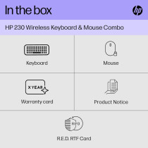 HP 230 Wireless Keyboard And Mouse Combo Set, 2.4 GHz Wireless USB-A Nano Receiver, Up To 1600 dpi, Black, 18H24AA#ABU, 18H24AA