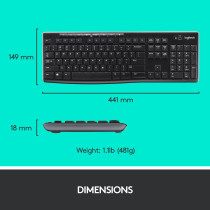 Logitech Mk270 Wireless Keyboard And Mouse Combo For Windows, 2.4 Ghz Wireless, Compact Wireless Mouse, 8 Multimedia And Shortcut Keys, Pc/Laptop, English/Arabic