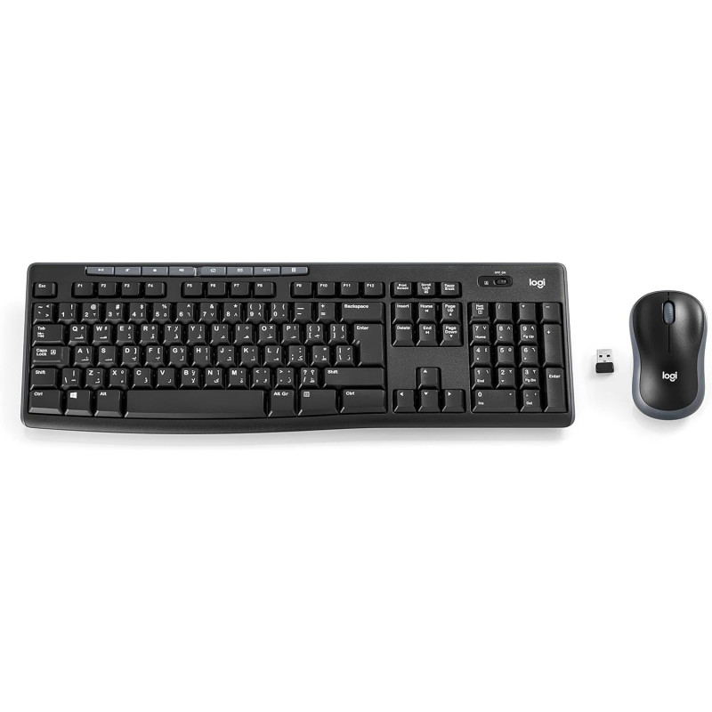 Logitech Mk270 Wireless Keyboard And Mouse Combo For Windows, 2.4 Ghz Wireless, Compact Wireless Mouse, 8 Multimedia And Shortcut Keys, Pc/Laptop, English/Arabic