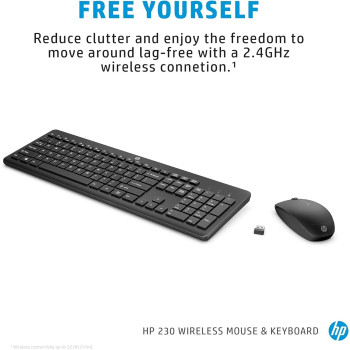 HP 230 Wireless Black Keyboard And Mouse Combo 1600 DPI, 18H24AA, Black