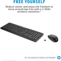 HP 230 Wireless Black Keyboard And Mouse Combo 1600 DPI, 18H24AA, Black