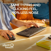 Logitech MK295 Wireless Keyboard And Mouse Combo, SilentTouch Technology, Full Number Keyboard, Shortcut Buttons, Nano USB Receiver, 90 Percentage Less Noise, Black