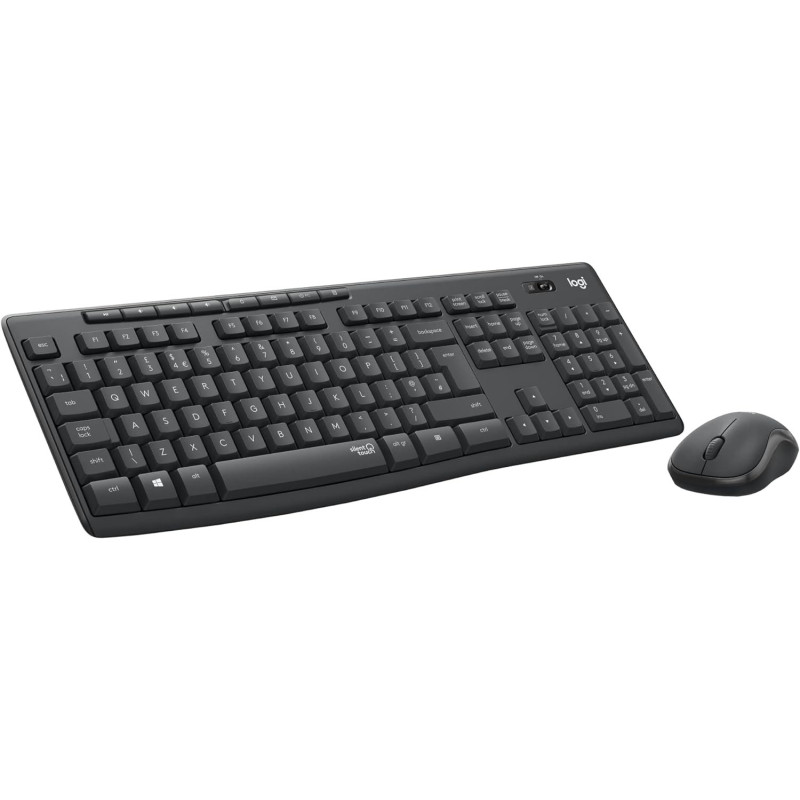 Logitech MK295 Wireless Keyboard And Mouse Combo, SilentTouch Technology, Full Number Keyboard, Shortcut Buttons, Nano USB Receiver, 90 Percentage Less Noise, Black
