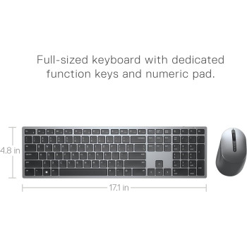 Dell Premier Multi-Device Wireless Keyboard And Mouse, KM7321W, Titan Gray