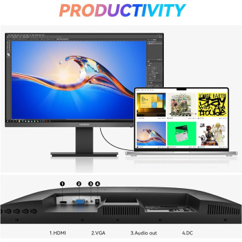 KOORUI 27 Inch, FHD Monitor, Computer Monitors Full HD(1920 x 1080p) IPS Display 75Hz, HDMI, VGA, 5ms Response Time, 75 x 75 mm VESA Mountable, Frameless
