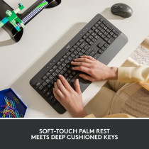 Logitech Signature K650 Comfort Full-Size Wireless Keyboard With Wrist Rest, BLE Bluetooth Or Logi Bolt USB Receiver, Deep-Cushioned Keys, Numpad, Compatible With Most OS/PC/Window/Mac, Graphite