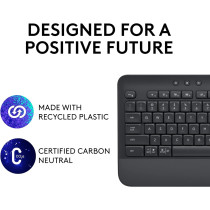 Logitech Signature K650 Comfort Full-Size Wireless Keyboard With Wrist Rest, BLE Bluetooth Or Logi Bolt USB Receiver, Deep-Cushioned Keys, Numpad, Compatible With Most OS/PC/Window/Mac, Graphite