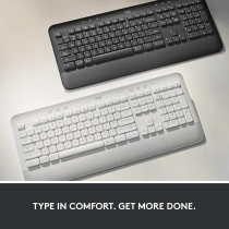 Logitech Signature K650 Comfort Full-Size Wireless Keyboard With Wrist Rest, BLE Bluetooth Or Logi Bolt USB Receiver, Deep-Cushioned Keys, Numpad, Compatible With Most OS/PC/Window/Mac, Graphite