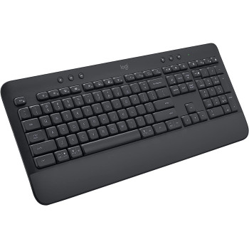 Logitech Signature K650 Comfort Full-Size Wireless Keyboard With Wrist Rest, BLE Bluetooth Or Logi Bolt USB Receiver, Deep-Cushioned Keys, Numpad, Compatible With Most OS/PC/Window/Mac, Graphite
