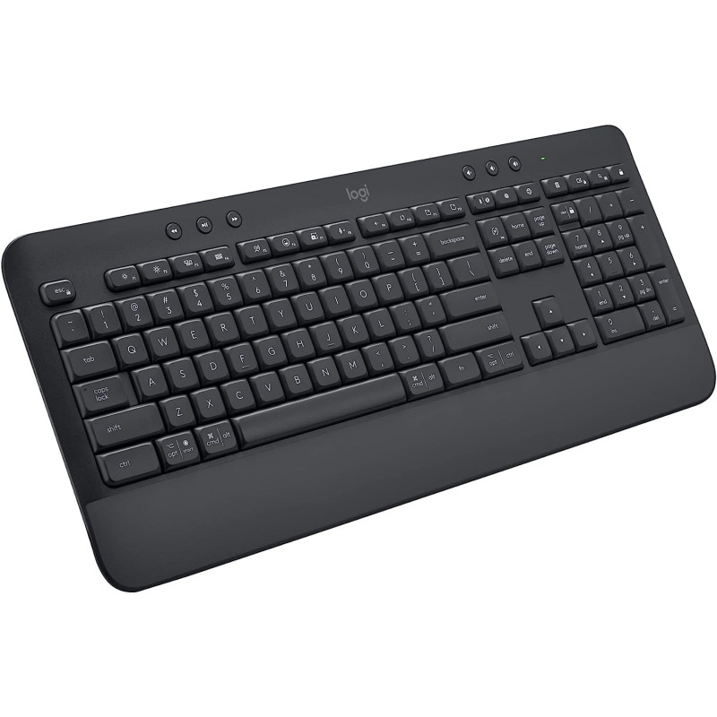 Logitech Signature K650 Comfort Full-Size Wireless Keyboard With Wrist Rest, BLE Bluetooth Or Logi Bolt USB Receiver, Deep-Cushioned Keys, Numpad, Compatible With Most OS/PC/Window/Mac, Graphite