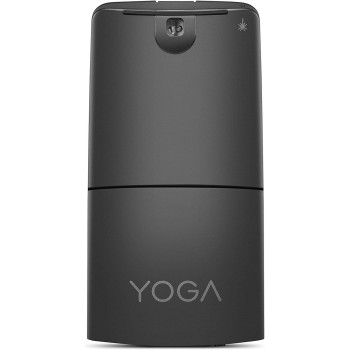 Lenovo Yoga Computer Mouse For PC, Laptop, Computer With Windows Or Chrome, 2.4GHz Wireless Nano Receiver And Bluetooth 5.0, Ergonomic V-Shape, Twists Flat - Built-In Laser Presenter, Shadow Black