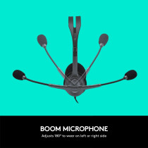 Logitech H111 Wired Headset, Stereo Headphones With Noise-Cancelling Microphone, 3.5 mm Audio Jack, PC/Mac/Laptop/Smartphone/Tablet, Black