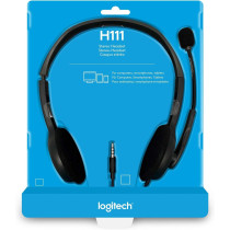 Logitech H111 Wired Headset, Stereo Headphones With Noise-Cancelling Microphone, 3.5 mm Audio Jack, PC/Mac/Laptop/Smartphone/Tablet, Black