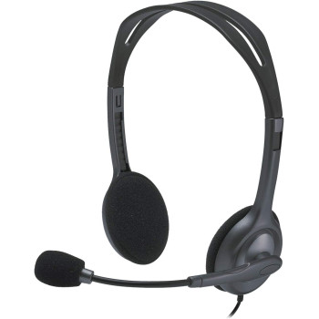 Logitech H111 Wired Headset, Stereo Headphones With Noise-Cancelling Microphone, 3.5 mm Audio Jack, PC/Mac/Laptop/Smartphone/Tablet, Black