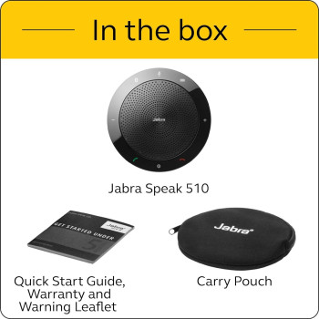 Jabra Speak 510 MS Wireless Bluetooth Speakerphone, Portable Conference Speaker for Holding Meetings Anywhere - Certified for Microsoft Teams