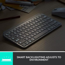 Logitech MX Keys Mini Minimalist Wireless Illuminated Keyboard, Compact, Bluetooth, Backlit, USB-C, Compatible With Apple macOS, iOS, Windows, Linux, Android, Metal Build, US Intl Layout, Pale Grey