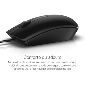 Dell MS116 Mouse Optical 2 Buttons Wired, USB Retail For Inspiron 17R 57XX, 17R 7720, Latitude D630, Optiplex 50XX, 5250, 90XX, XPS One 27XX, Black