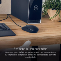 Dell MS116 Mouse Optical 2 Buttons Wired, USB Retail For Inspiron 17R 57XX, 17R 7720, Latitude D630, Optiplex 50XX, 5250, 90XX, XPS One 27XX, Black