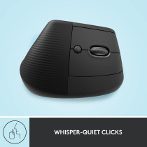 Logitech Lift Vertical Ergonomic Mouse, Wireless, Bluetooth or Logi Bolt USB Receiver, Quiet clicks, 4 Buttons, Compatible With Windows/macOS/iPadOS, Laptop, PC, Graphite