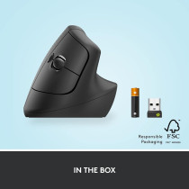 Logitech Lift Vertical Ergonomic Mouse, Wireless, Bluetooth or Logi Bolt USB Receiver, Quiet clicks, 4 Buttons, Compatible With Windows/macOS/iPadOS, Laptop, PC, Graphite