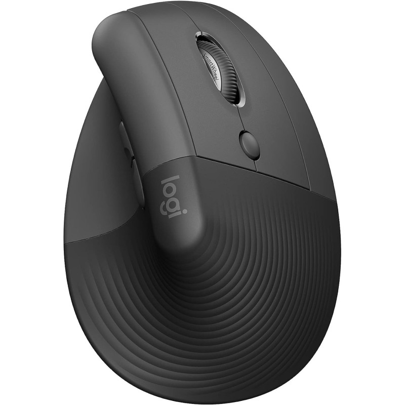Logitech Lift Vertical Ergonomic Mouse, Wireless, Bluetooth or Logi Bolt USB Receiver, Quiet clicks, 4 Buttons, Compatible With Windows/macOS/iPadOS, Laptop, PC, Graphite