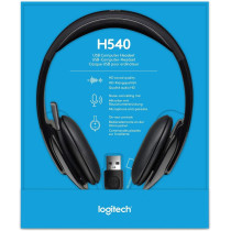 Logitech H540 Wired Headset, Stereo Headphone With Noise-Cancelling Microphone, Usb, On-Ear Controls, Mute Indicator Light, Pc/Mac/Laptop, Black