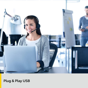 Jabra Evolve 20 MS Stereo Headset, Microsoft Certified Headphones For VoIP Softphone mit Passivem Noise-Cancelling, USB-Kabel mit Anrufsteuerung